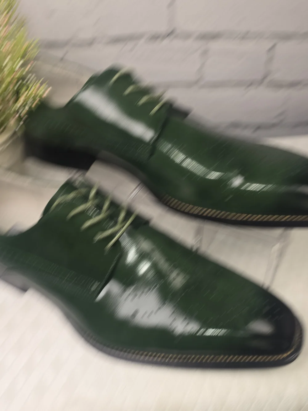 GIOVANNI JOEL MENS GREEN LEATHER LACE-UP DRESS SHOE GLOSSY WING TIP DERBY 12